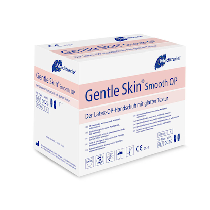 Artikelbild 2 für Meditrade® unisex OP-Handschuhe Gentle Skin® Smooth beige Größe 8,5, 50 Paar, Artikelnummer 567408