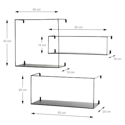 Artikelbild 2 für HAKU Möbel Wandregale-Set schwarz 40,0/50,0/55,0 x 18,0/16,0/20,0 x 40,0/15,0/25,0 cm, 3 St., Artikelnummer 491591
