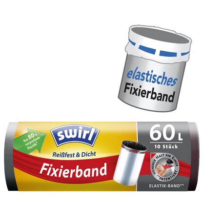 Artikelbild für swirl® Müllbeutel Reißfest & Dicht 5022 60,0 l schwarz, 10 St., Artikelnummer 655427