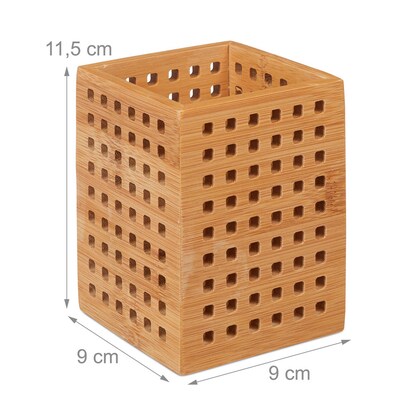 Artikelbild 5 für relaxdays Stiftehalter braun Bambus 9,0 x 9,0 x 11,0 cm, Artikelnummer 604981