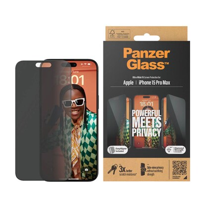 Artikelbild für PanzerGlass™ Privacy UWF mit Applikator Display-Blickschutzglas für Apple iPhone 15 Pro Max, Artikelnummer 169929