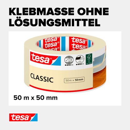 Artikelbild 4 für tesa CLASSIC Kreppband beige 50,0 mm x 50,0 m 1 Rolle, Artikelnummer 724037