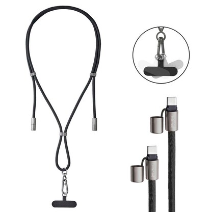 Artikelbild für Intenso Charging Lanyard Handykette Ladekabel schwarz, Kabellänge: 1,65 m, 60 Watt, Artikelnummer 781557