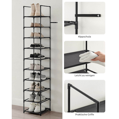 Artikelbild 7 für SONGMICS Schuhregal schwarz 33,0 x 33,0 x 173,0 cm, 1 St., Artikelnummer 260939