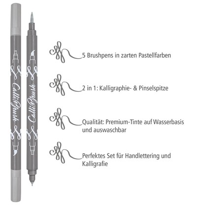 Artikelbild 2 für ONLINE® Calli.Brush Double Pastel Brush-Pens farbsortiert, 5 St., Artikelnummer 283901
