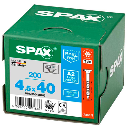Artikelbild 8 für SPAX® Universalschrauben T20 Senkkopf Edelstahl A2 0197000450403 4,5 mm x 40 mm, 200 St., Artikelnummer 394987