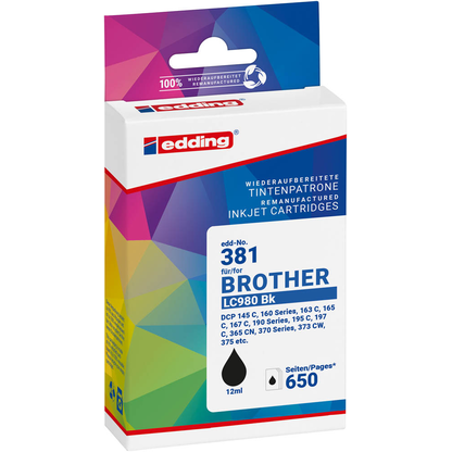 Artikelbild 2 für edding EDD-381 schwarz Druckerpatrone kompatibel zu brother LC-980BK, Artikelnummer 283046