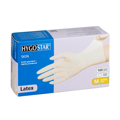 Artikelbild für HYGOSTAR unisex Einmalhandschuhe SKIN weiß Größe M, 100 St., Artikelnummer 597831