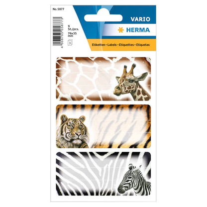 Artikelbild für HERMA Schuletiketten 5877 Afrikanische Tiere, 9 Etiketten, Artikelnummer 901823