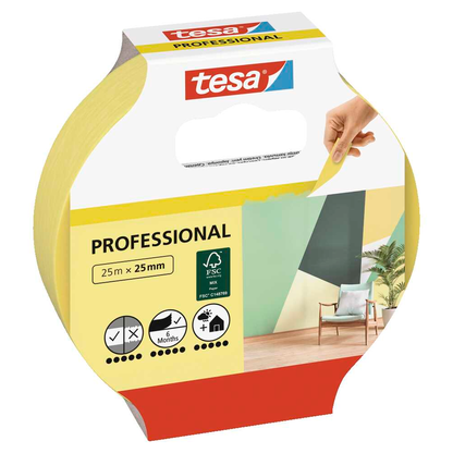 Artikelbild für tesa PROFESSIONAL Malerband gelb 25,0 mm x 25,0 m 1 Rolle, Artikelnummer 723886