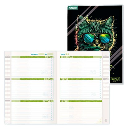 Artikelbild für Häfft® Verlag Hausaufgabenheft Schulstuff Cool Cat liniert DIN A5 ohne Rand, 96 Blatt, 1 St., Artikelnummer 370657