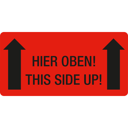 Artikelbild für EICHNER Warnetiketten rot »Hier oben!« 100,0 x 50,0 mm, 250 Etiketten , Artikelnummer 486537