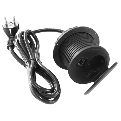 Artikelbild 4 für HAMMERBACHER 1-fach Tischsteckdose 2,0 m schwarz mit USB-Buchse, Artikelnummer 743151