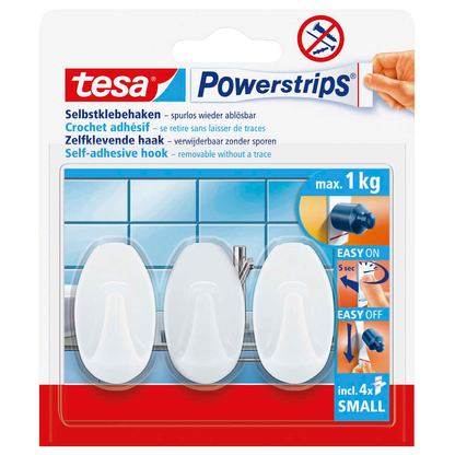 Artikelbild für tesa Oval Small Klebehaken für max. 1,0 kg, 1,4 x 3,4 cm, 3 St., Artikelnummer 738597