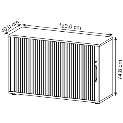 Artikelbild 2 für HAMMERBACHER Rollladenschrank buche, silber 1 Fachboden 120,0 x 40,0 x 74,8 cm, Artikelnummer 195711