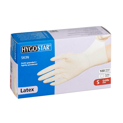 Artikelbild für HYGOSTAR unisex Einmalhandschuhe SKIN weiß Größe S, 100 St., Artikelnummer 597815
