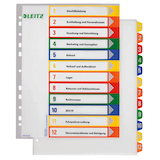 Artikelbild 1 für LEITZ Ordnerregister 1294 DIN A4 Vollformat, Überbreite 1-12 farbig 12-teilig, 1 Satz, Artikelnummer 614495