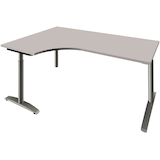 Artikelbild 1 für fm Sidney höhenverstellbarer Schreibtisch lichtgrau Bogenform, C-Fuß-Gestell Rundrohr silber 180,0 x 80,0 cm, Artikelnummer 565585