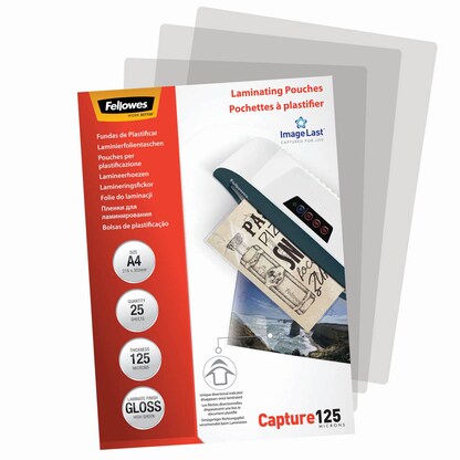 Artikelbild für Fellowes Capture125 ImageLast Laminierfolien glänzend für A4 125 micron, 25 St., Artikelnummer 703104