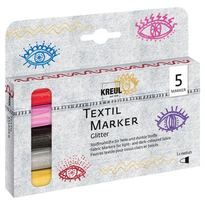 Artikelbild für KREUL Glitter Stoffmalfarbe farbsortiert, 5 St., Artikelnummer 115388