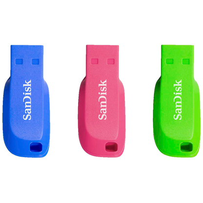 Artikelbild für SanDisk USB-Sticks Cruzer Blade blau, grün, pink 32 GB, 3 St., Artikelnummer 699623