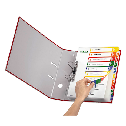 Artikelbild 4 für LEITZ Ordnerregister 1292 DIN A4 Vollformat, Überbreite 1-6 farbig 6-teilig, 1 Satz, Artikelnummer 614479