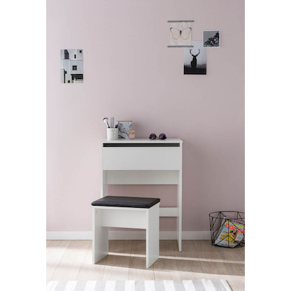 Artikelbild 5 für WOHNLING Schminktisch rechteckig Melamin, Spanplatte weiß 60,0 x 40,0 x 81,0/120,0 cm, 1 St., Artikelnummer 907354