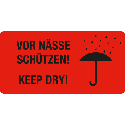 Artikelbild für EICHNER Warnetiketten rot »Vor Nässe schützen!« 100,0 x 50,0 mm, 250 Etiketten , Artikelnummer 486664