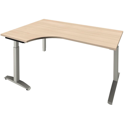 Artikelbild für fm Sidney höhenverstellbarer Schreibtisch akazie Bogenform, C-Fuß-Gestell Quadratrohr silber 180,0 x 80,0 cm, Artikelnummer 565467