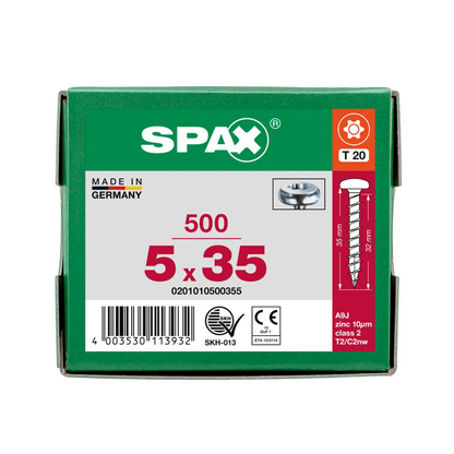 Artikelbild 10 für SPAX® Universalschrauben T20 Halbrundkopf WIROX 0201010500355 5 mm x 35 mm, 500 St., Artikelnummer 395899