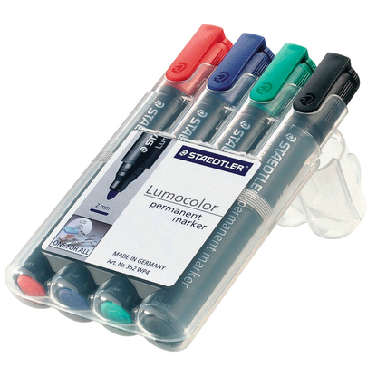 Artikelbild für STAEDTLER Lumocolor Permanentmarker farbsortiert 2,0 mm, 4 St., Artikelnummer 455337