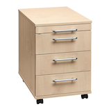 Artikelbild 1 für HAMMERBACHER Basic 1606 Rollcontainer ahorn 4 Auszüge 42,8 x 58,0 x 59,0 cm, Artikelnummer 985713