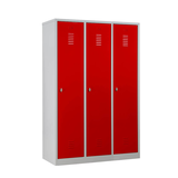 Artikelbild 1 für Gürkan Spind lichtgrau, feuerrot 105462, 3 Schließfächer 118,5 x 50,0 x 180,0 cm, Artikelnummer 562020