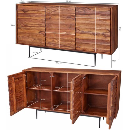 Artikelbild für WOHNLING Sideboard Sideboard 150 cm sheesham, WL5.635 sheesham 150,0 x 41,0 x 81,0 cm, 1 St., Artikelnummer 540817