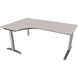 Artikelbild 1 für fm Sidney höhenverstellbarer Schreibtisch lichtgrau Bogenform, C-Fuß-Gestell Quadratrohr silber 180,0 x 80,0 cm, Artikelnummer 565493