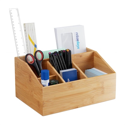 Artikelbild 2 für relaxdays Schreibtisch-Organizer braun Bambus 6 Fächer 28,0 x 19,5 x 14,0 cm, Artikelnummer 604993