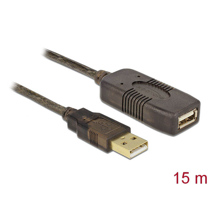 Artikelbild für DeLOCK USB 2.0 A Kabel Verlängerung 15,0 m schwarz, 1 St., Artikelnummer 894703