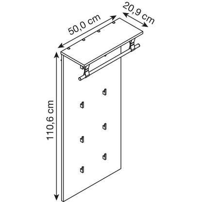 Artikelbild 3 für MÖBELPARTNER Wandgarderobe Loft 157121 eiche Holz 8 Haken 50,0 x 110,6 cm, Artikelnummer 255206
