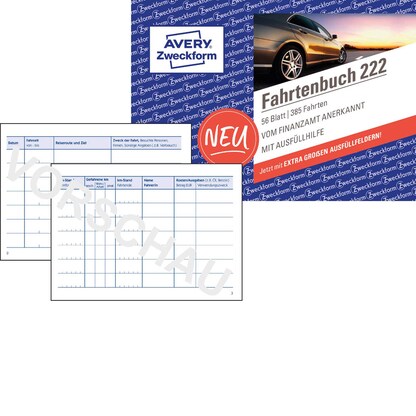 Artikelbild 3 für 4 + 1 GRATIS: AVERY Zweckform Fahrtenbuch, Pkw mit Kraftstoffverbrauch Formularbücher 222-5, 4 St. + GRATIS 1 St., Artikelnummer 298331