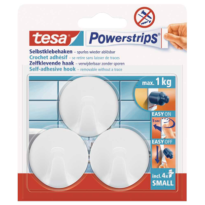Artikelbild für tesa Rund Small Klebehaken für max. 1,0 kg, 1,4 x 3,4 cm, 3 St., Artikelnummer 738668