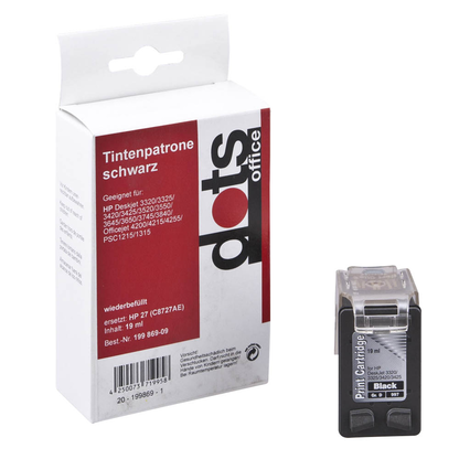 Artikelbild für dots schwarz Druckerpatrone kompatibel zu HP 27 (C8727AE), Artikelnummer 199869