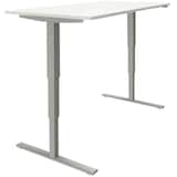 Artikelbild 1 für fm Sidney elektrisch höhenverstellbarer Schreibtisch weiß rechteckig, T-Fuß-Gestell silber 160,0 x 80,0 cm, Artikelnummer 135824