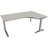 Artikelbild 1 für fm Sidney höhenverstellbarer Schreibtisch lichtgrau Bogenform, C-Fuß-Gestell Quadratrohr silber 180,0 x 80,0 cm, Artikelnummer 565483