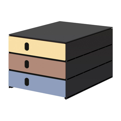 Artikelbild für styro Schubladenbox styroval pro feelings Midnightsun gelb, braun, blau 14-8050.Mi, DIN A4 mit 3 Schubladen, 1 St., Artikelnummer 375578