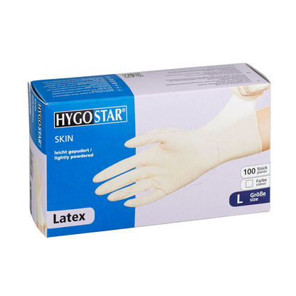 Artikelbild für HYGOSTAR unisex Einmalhandschuhe SKIN weiß Größe L, 100 St., Artikelnummer 597849