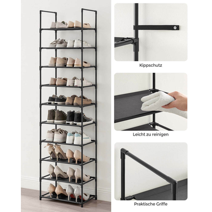 Artikelbild 7 für SONGMICS Schuhregal schwarz 45,0 x 28,0 x 173,0 cm, 1 St., Artikelnummer 260966