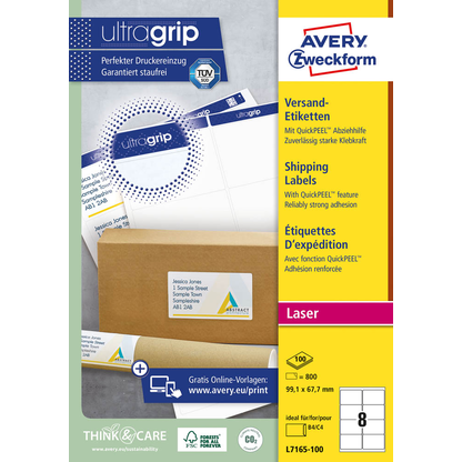 Artikelbild 2 für AVERY Zweckform Versandetiketten L7165-100 weiß 99,1 x 67,7 mm, 100 Blatt, Artikelnummer 358028