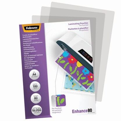 Artikelbild 3 für Fellowes Enhance80 Laminierfolien glänzend für A4 80 micron Universal-Lochung, 100 St., Artikelnummer 703147