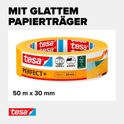 Artikelbild 4 für tesa PERFECT+ Kreppband orange 30,0 mm x 50,0 m 1 Rolle, Artikelnummer 724066