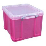 Artikelbild 1 für Really Useful Box Aufbewahrungsbox 35,0 l transparent, pink 48,0 x 39,0 x 31,0 cm, 1 St., Artikelnummer 305476